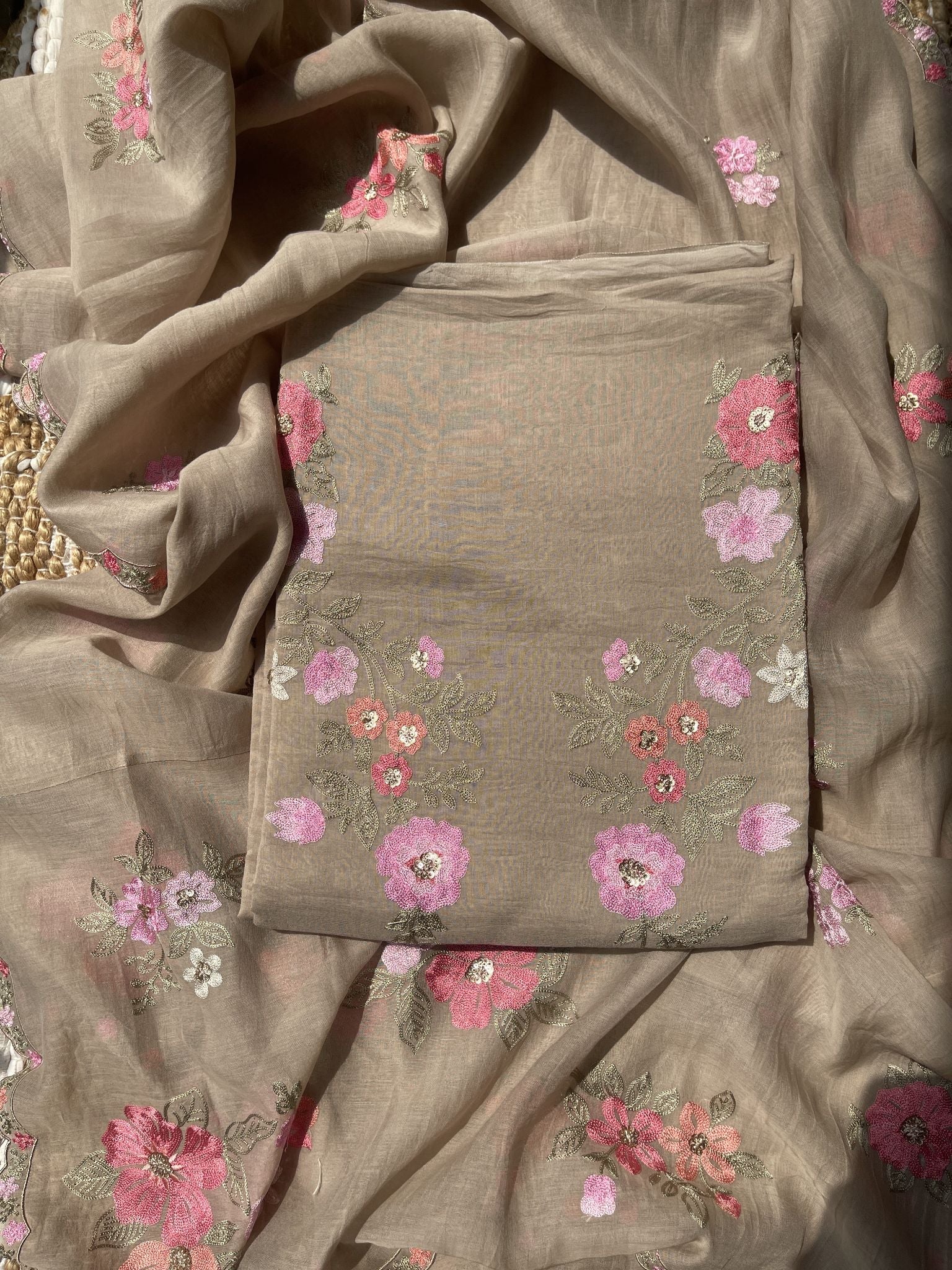 Beige Mul Suit Set