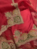 Red coloured Katan silk suit set