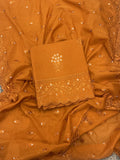 Rust Orange mul chanderi suit set