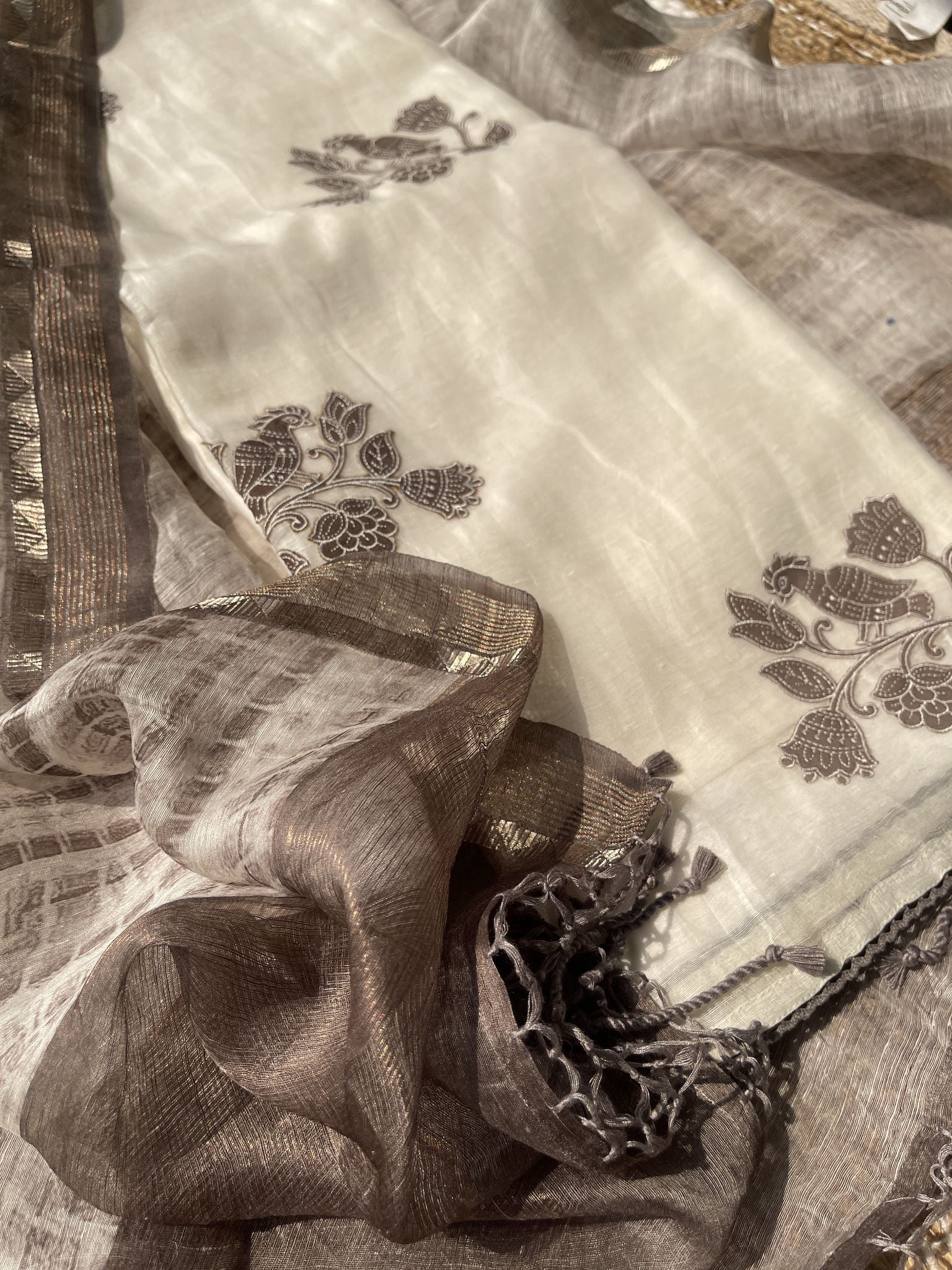 Ivory Brown Linen Suit Set