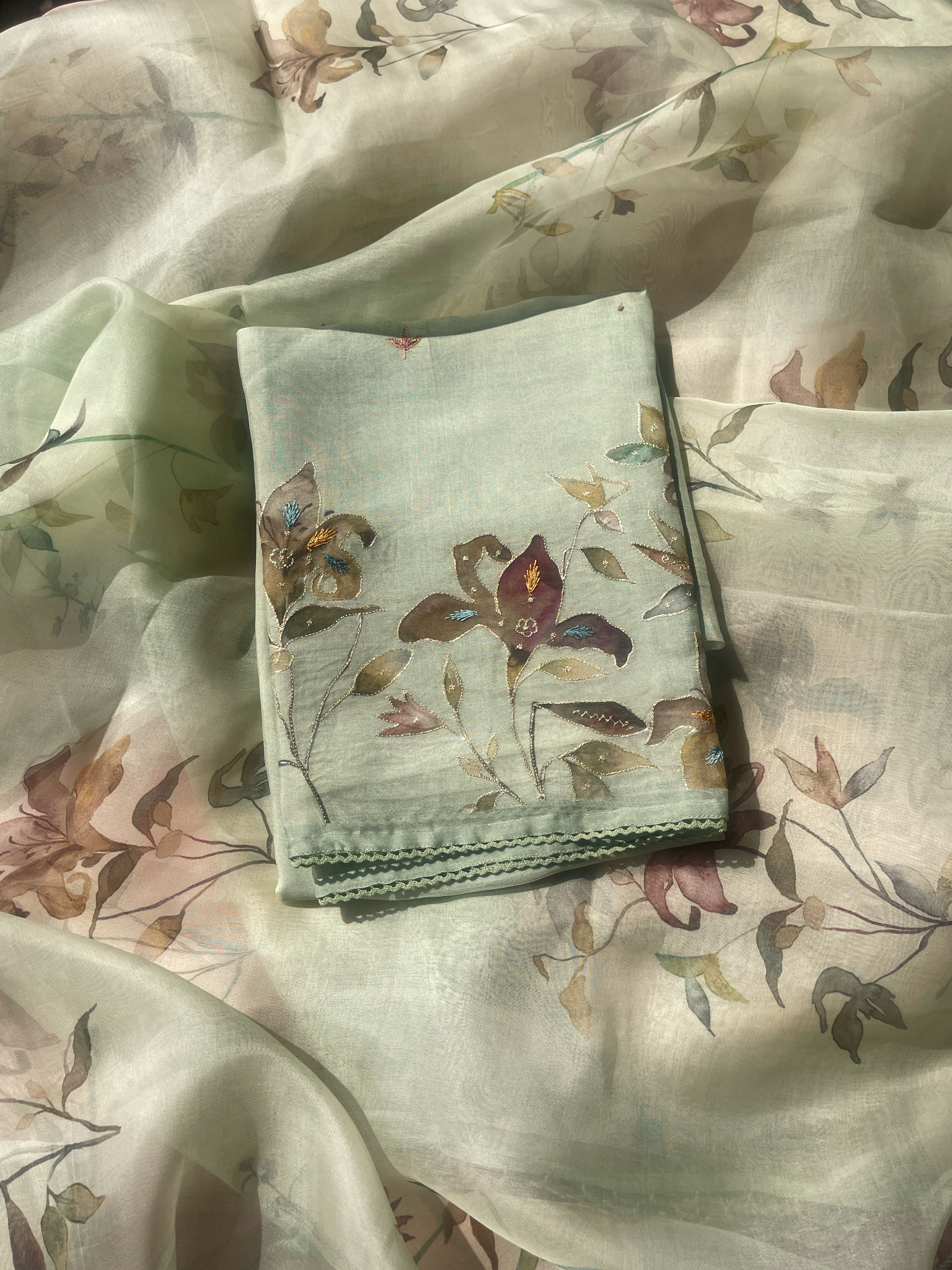 Sage Green Organza Suit Set